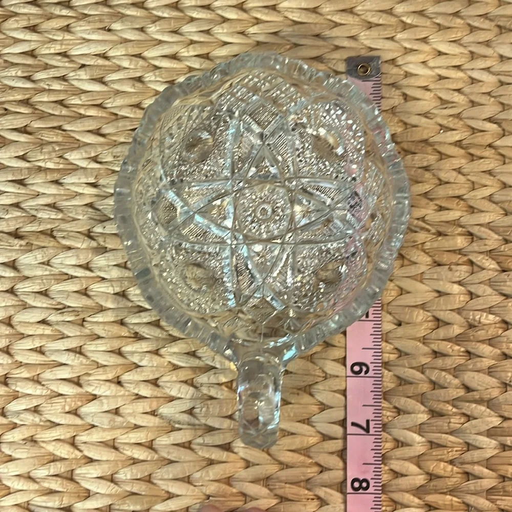 Antique Brilliant Cut Handled glass candy/mint dish